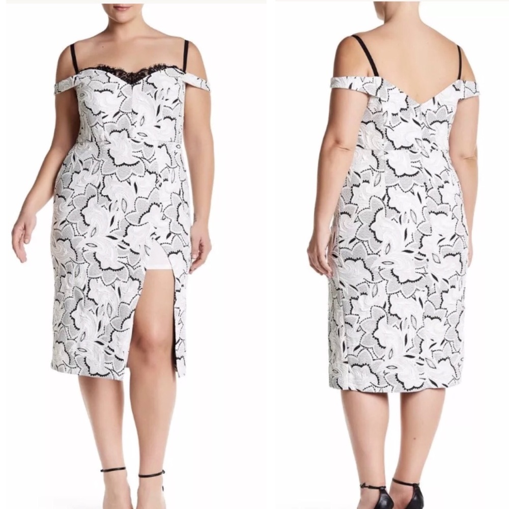 ABS Allen Schwart Plus Sz 0X Off Shoulder Dress
